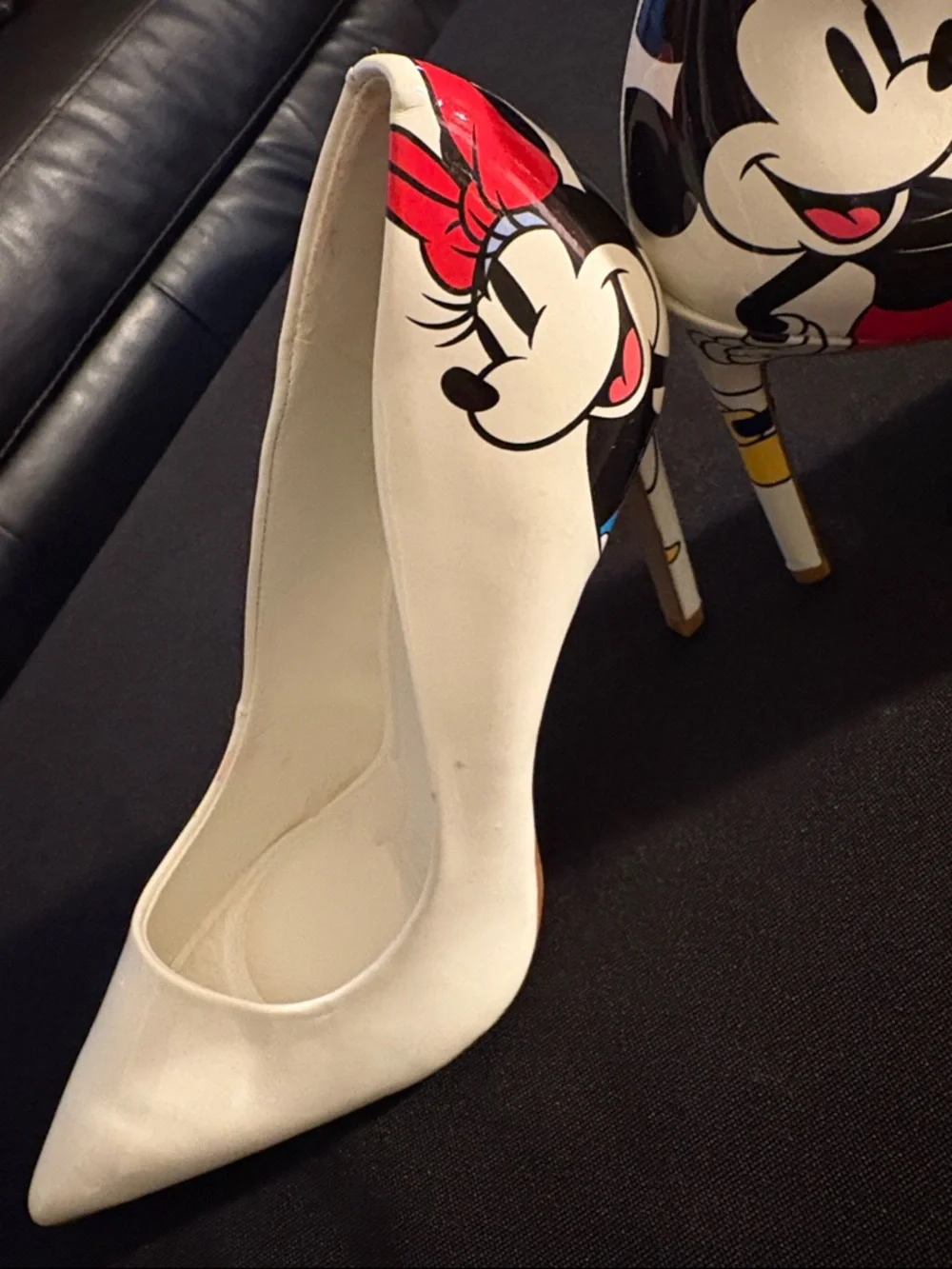 Aldo White Patent Pumps with Mickey Mouse Graphic - Picture 3 of 11